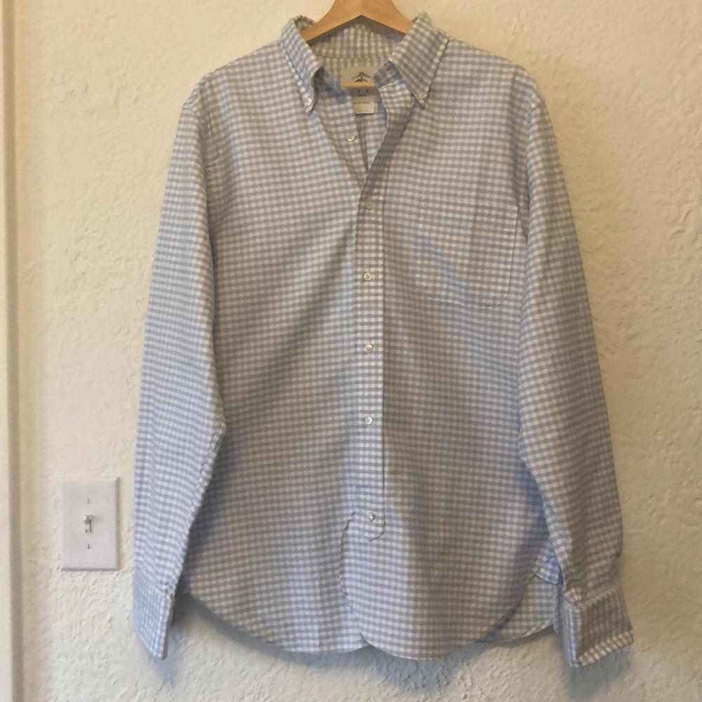 Gray Gingham Black Fleece Button-Up size L